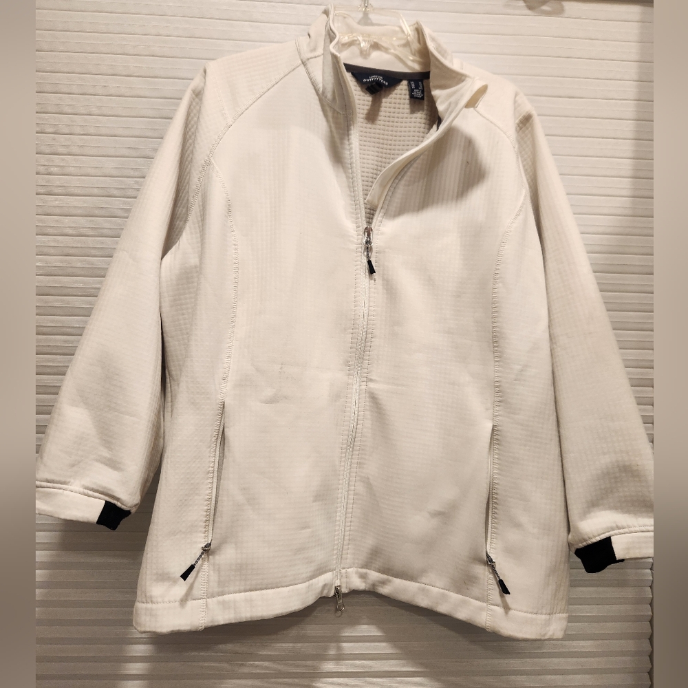 Cream Land's End Outfitters Zip-Up Waffle Jacket